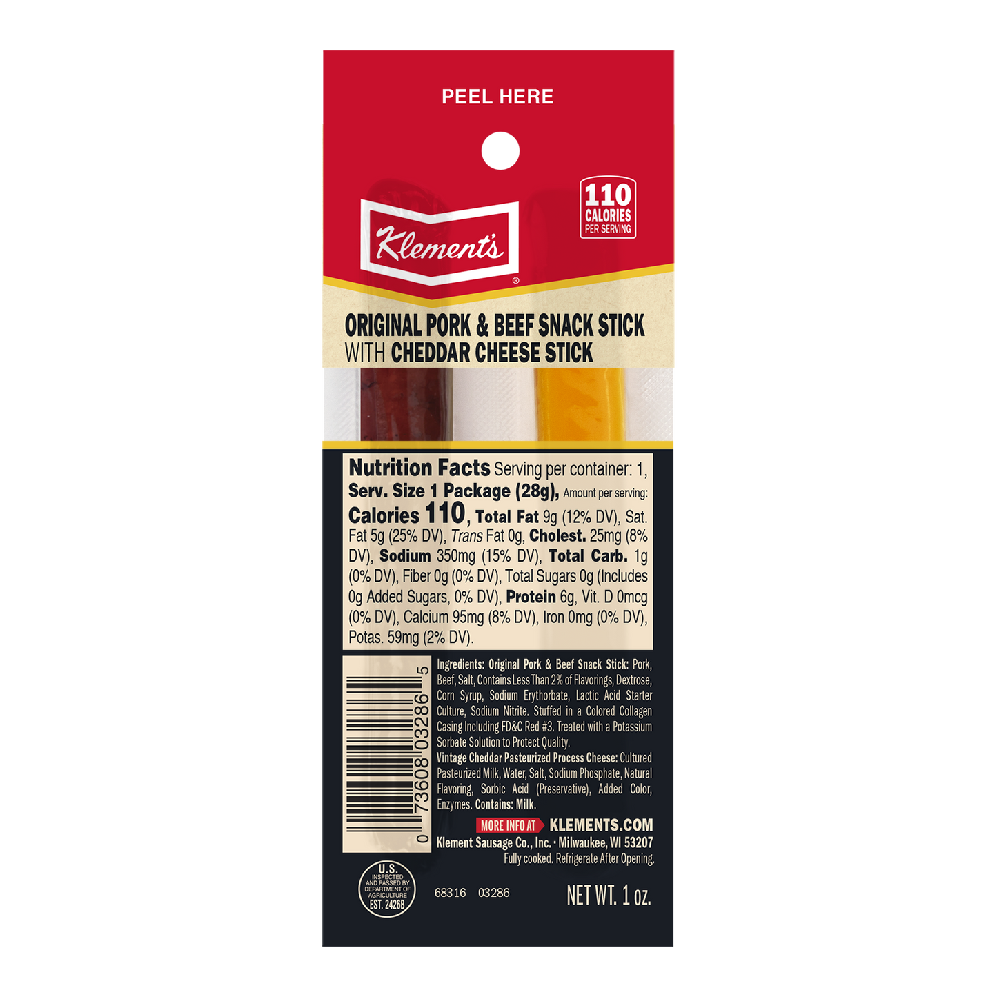 1 oz. Meat Stick with Cheddar Cheese - 26 Count Bundle