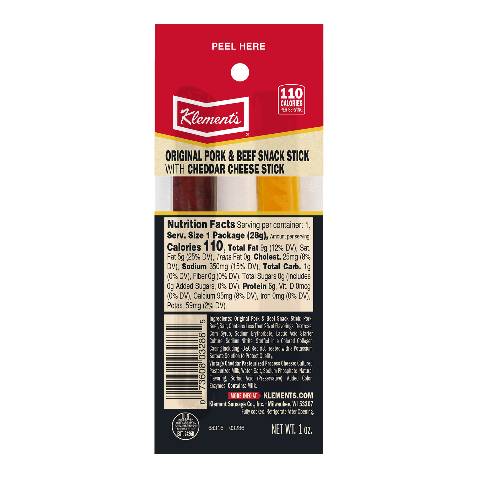 1 oz. Meat Stick with Cheddar Cheese - 75 Count Case – JerkyWholesale.com