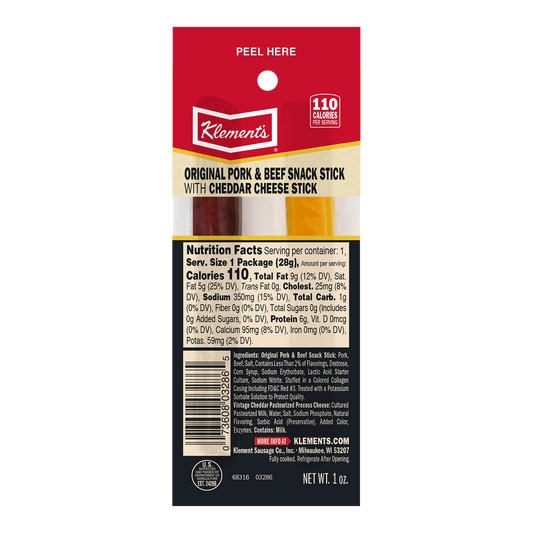1 oz. Meat Stick with Cheddar Cheese - 75 Count Case